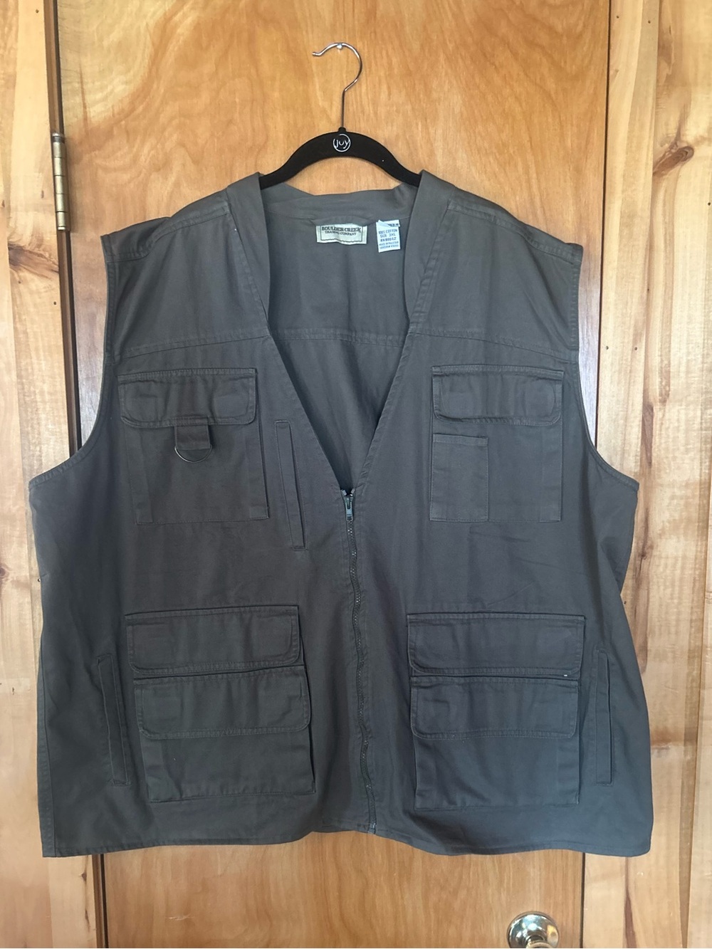 Utility Zip Front Vest in Olive Green Boulder Creek Utility Cargo Vest 3XL